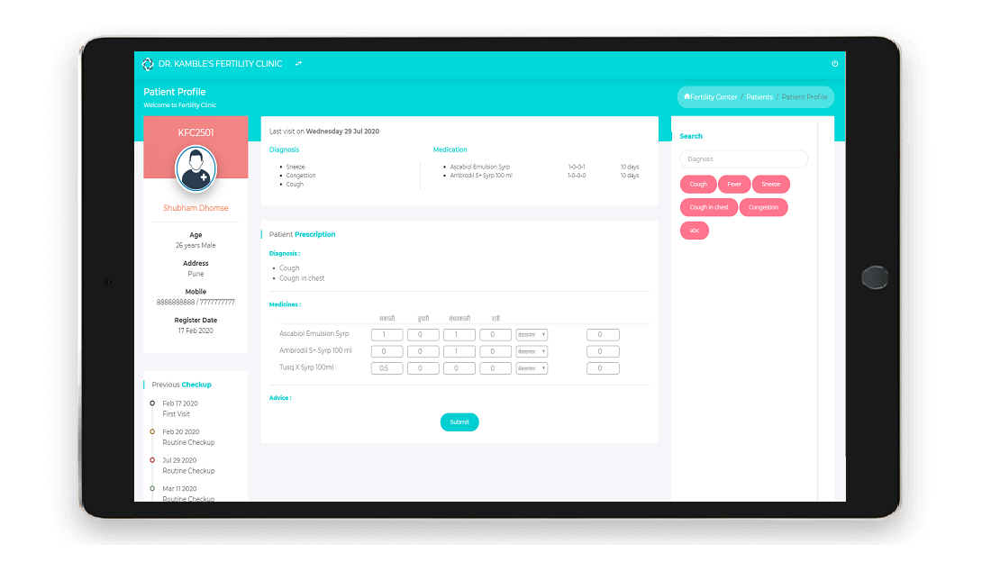 Hospital OPD management system dashboard